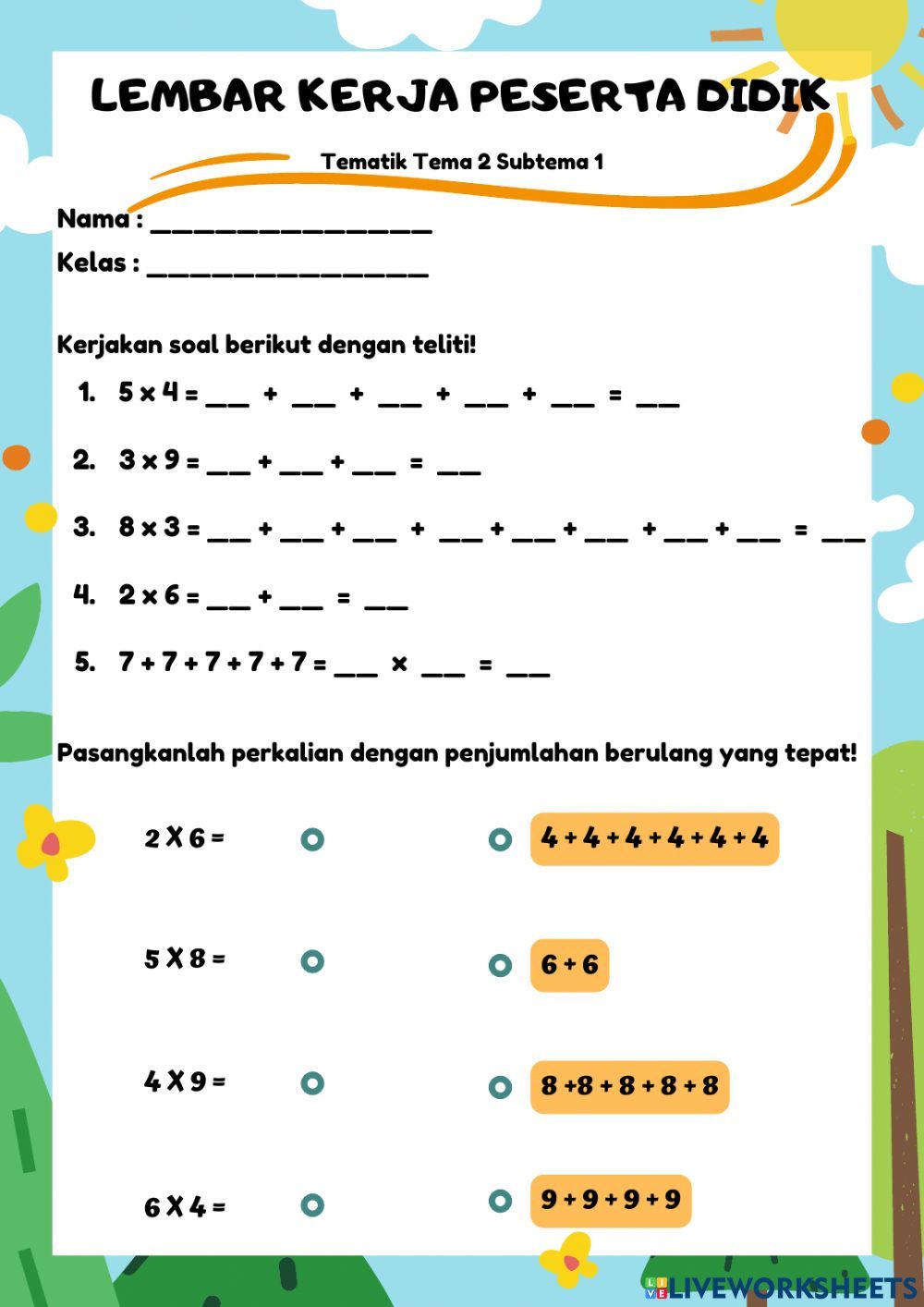 Worksheet Matematika Sekolah Dasar Matematika Kelas Tiga Lembar - Free Worksheet Matematika Sekolah Dasar Matematika Kelas Tiga Lembar - Free