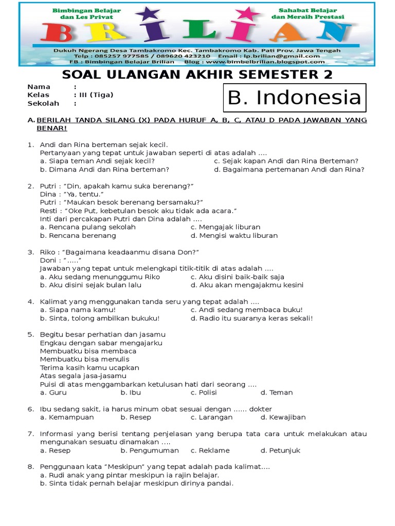 5 Contoh Instrumen Soal Bahasa Indonesia SD Kelas 3 yang Jarang Diketahui Guru, Wajib Coba di 2026
