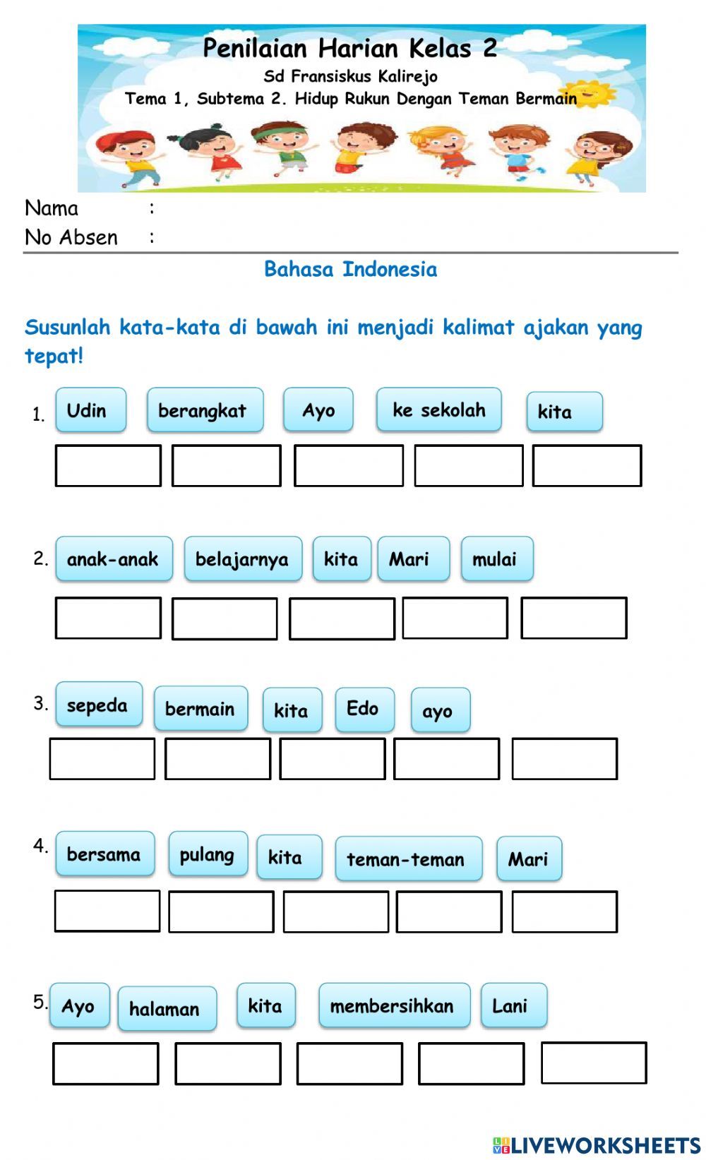 Kumpulan Soal Bahasa Inggris Kelas 3 Worksheet English Worksheets For