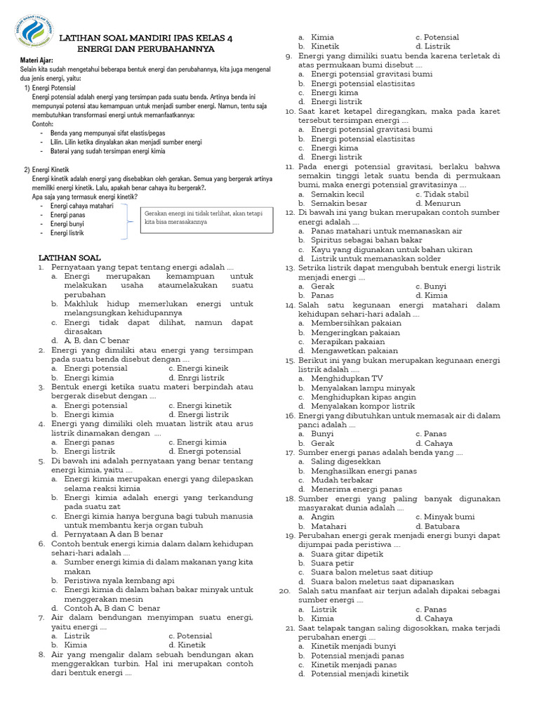 Soal Mandiri Energi Kelas 4 IPAS PDF
