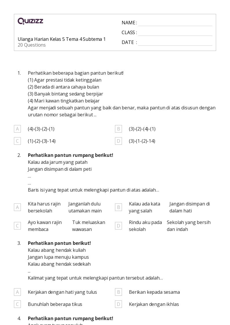 5 Rahasia Latihan Contoh Soal Kelas 5 Tema 4 Subtema 1 Agar Nilai Ujian Melonjak Cepat