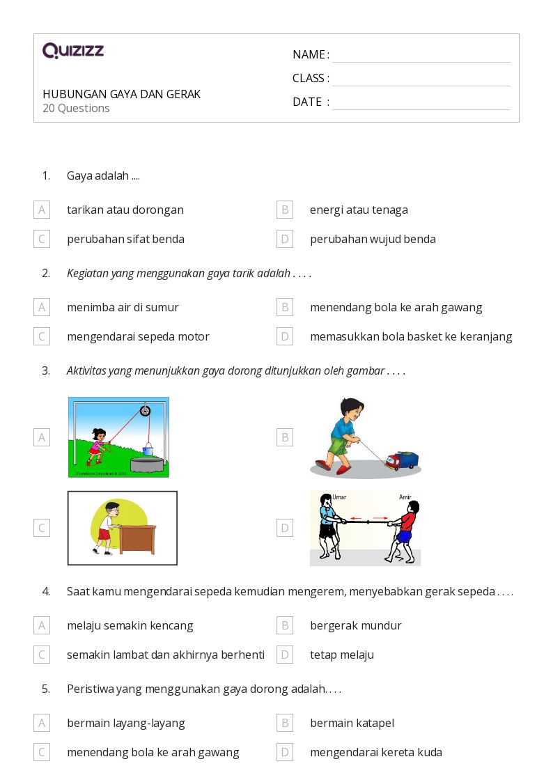 Memahami Dunia Sekitar Melalui Gaya dan Gerak RPP dan Soal untuk Kelas 4 Memahami Dunia Sekitar Melalui Gaya dan Gerak RPP dan Soal untuk Kelas 4
