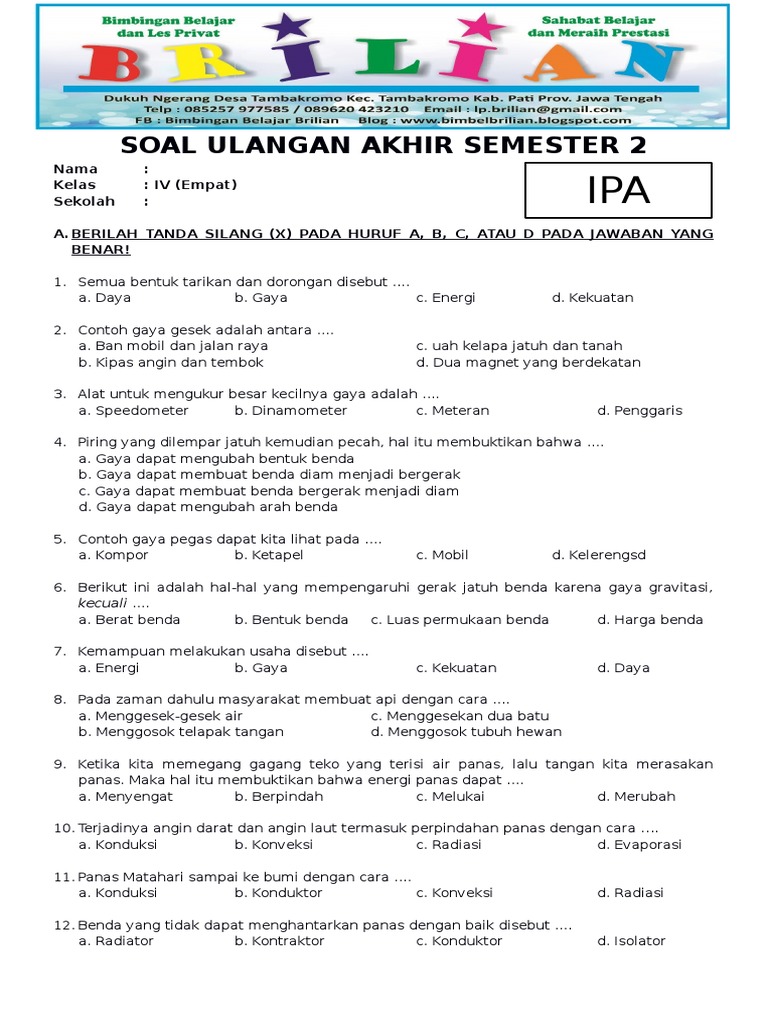7 Tips Efektif Menguasai Latihan Soal UAS Semestre 2 Tematik Kelas 4 Sebelum Ujian Dimulai