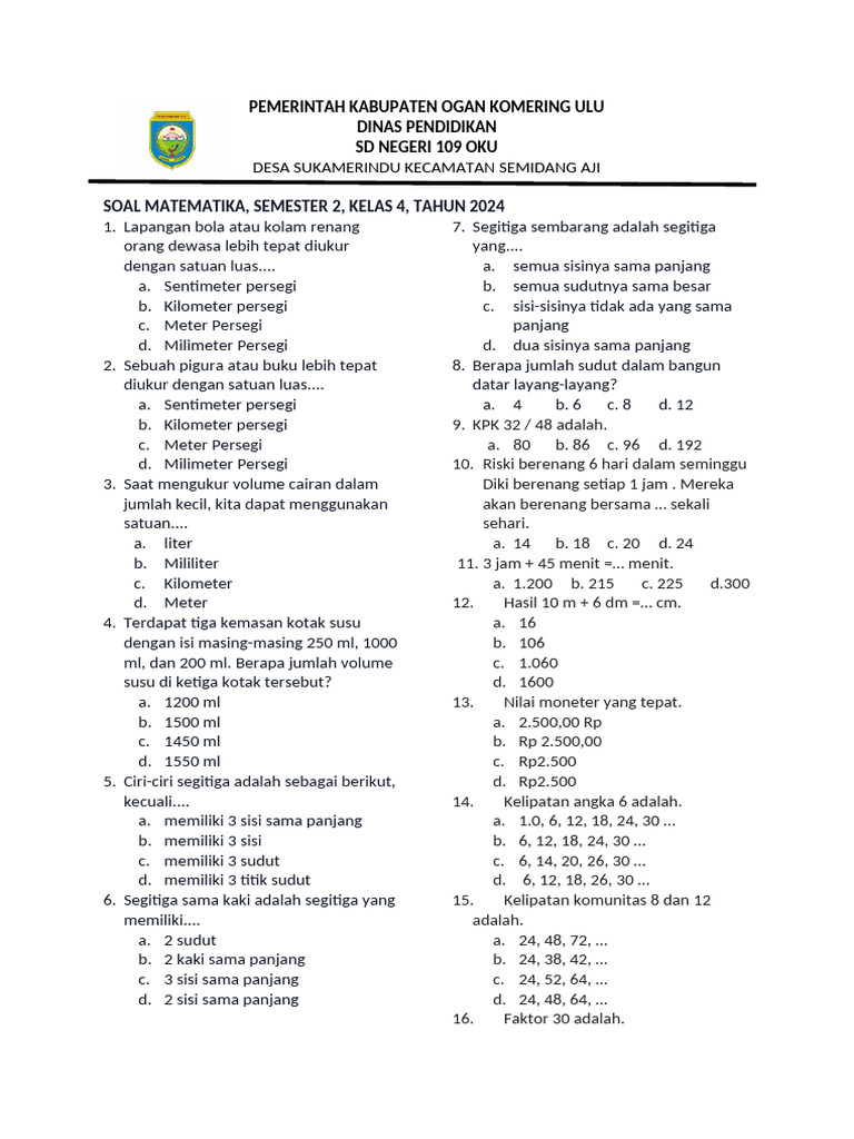 Akhirnya Tahu Bentuk Asli Latihan Soal Ujian SD Kelas 4 yang Sering Bikin Orang Tua Salah Paham