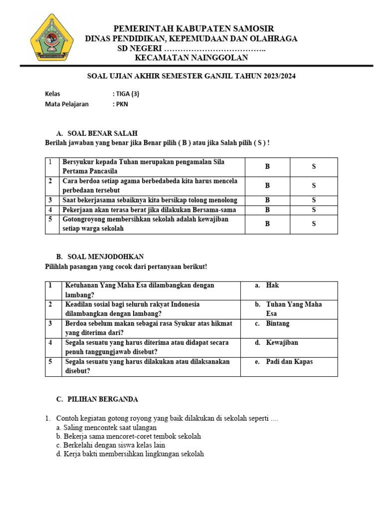 Bocoran Rahasia Jawaban Soal PPKN Kelas 3 SMP Semester 1 Agar Nilai Kamu Sempurna