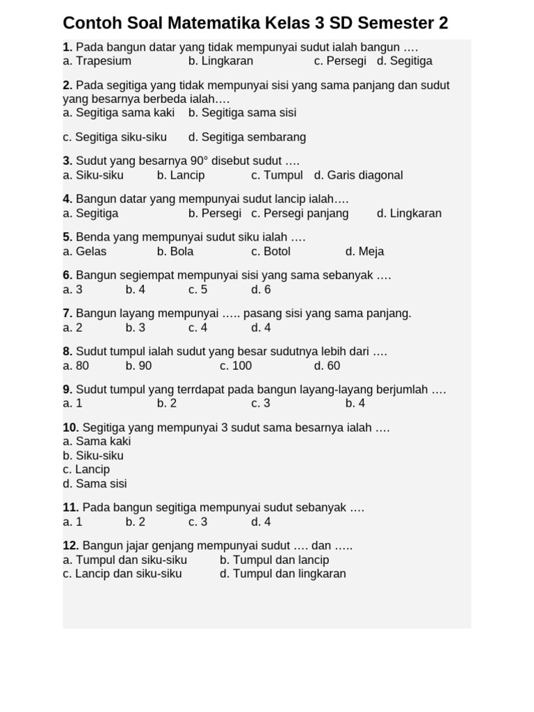 Download Sekarang 7 Kumpulan Soal Semester 2 Kelas 3 Kurikulum 13 Revisi 2018 yang Wajib Dimiliki