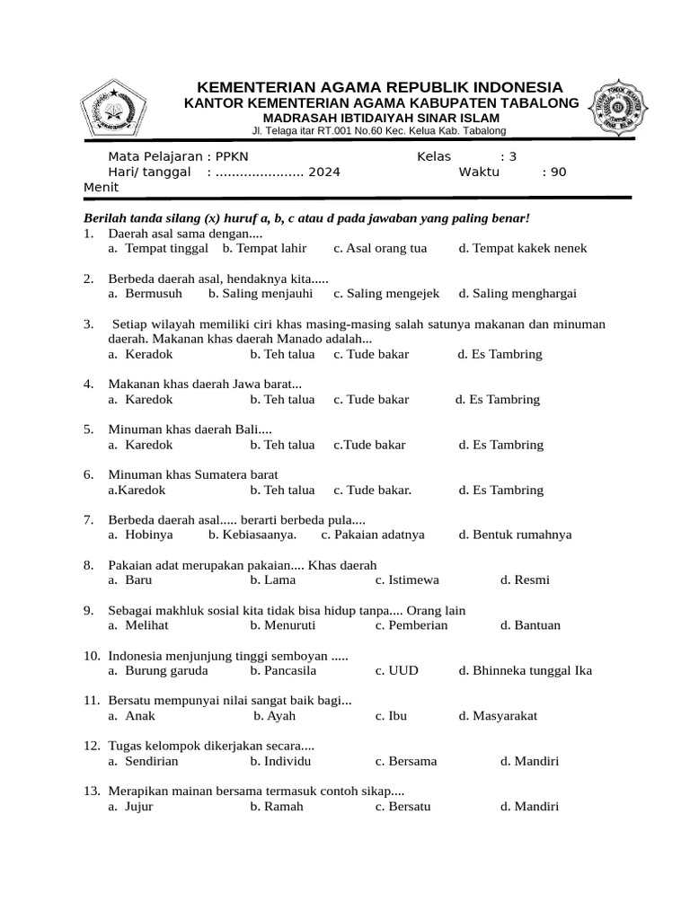 Rahasia Sukses Belajar Soal PPKn Kelas 3 SD Semester 2 Pelajaran 11 Agar Nilai Maksimal