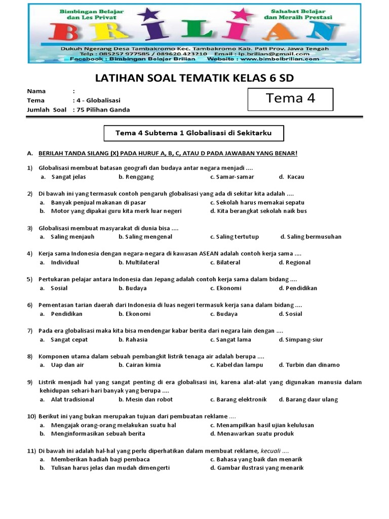 Rahasia contoh soal tematik 4 kelas 6 yang bikin nilai IPS melesat sebelum ujian