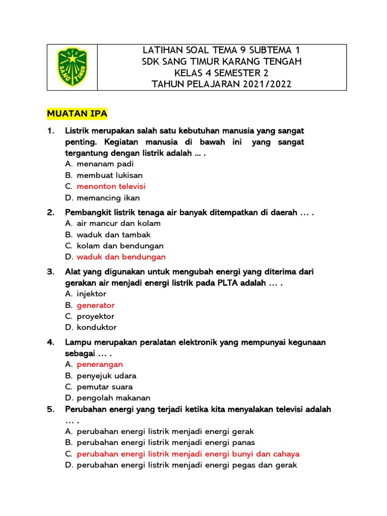 Terbukti! Contoh soal tema 9 subtema 2 kelas 4 semester2 yang Bikin Anak Paham Cepat