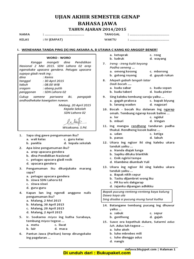 Ternyata Ini Kunci Sukses Hadapi Latihan Soal UKK Bahasa Jawa Kelas 4, 5 Trik Jitu agar Anak Tak Lagi Takut Ujian