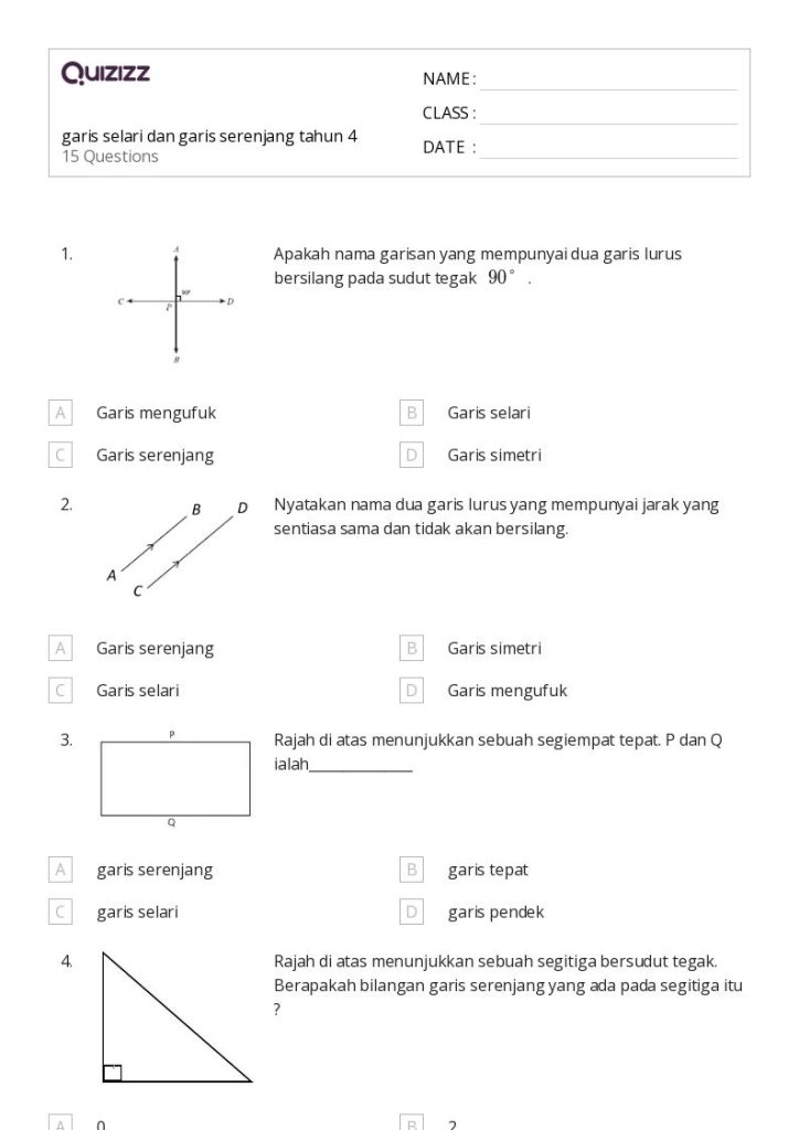 contoh soal kelas 4 tentang garis